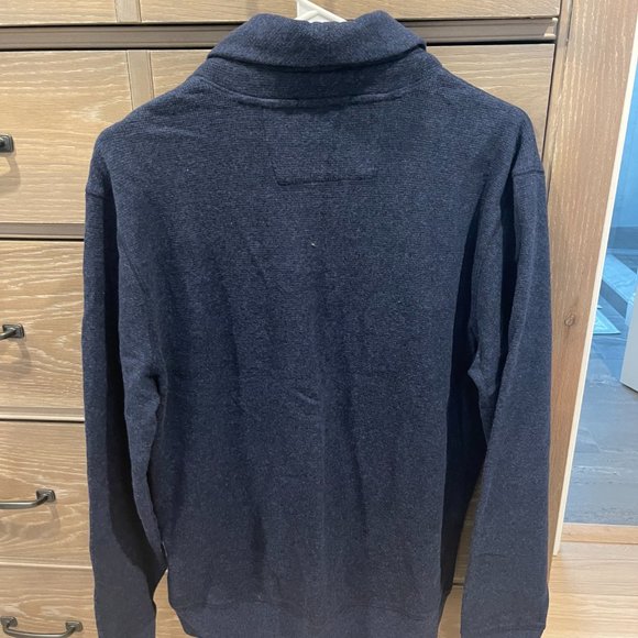 BANANA REPUBLIC Men's Shawl Neck Blue Ultra Soft Waffle Sweater - Blue Medium - Picture 3 of 3